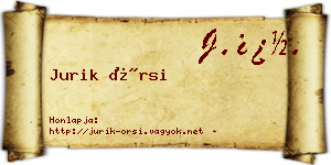 Jurik Örsi névjegykártya